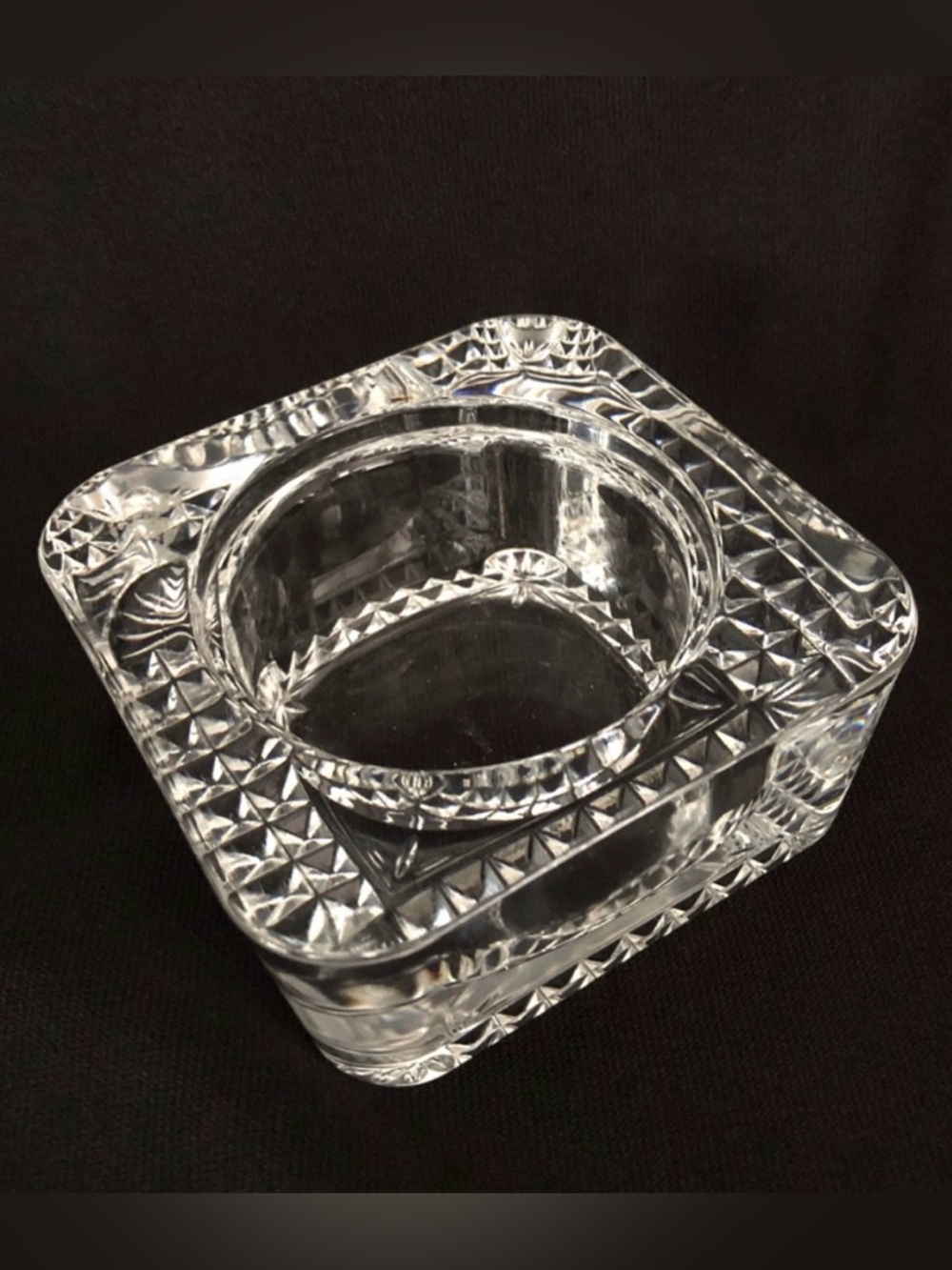 Vintage French Cut Crystal Square Candleholder Repurposed Chic